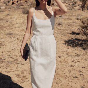 Quince 100% European Linen Scoop Neck White Midi Dress NWT - Size M